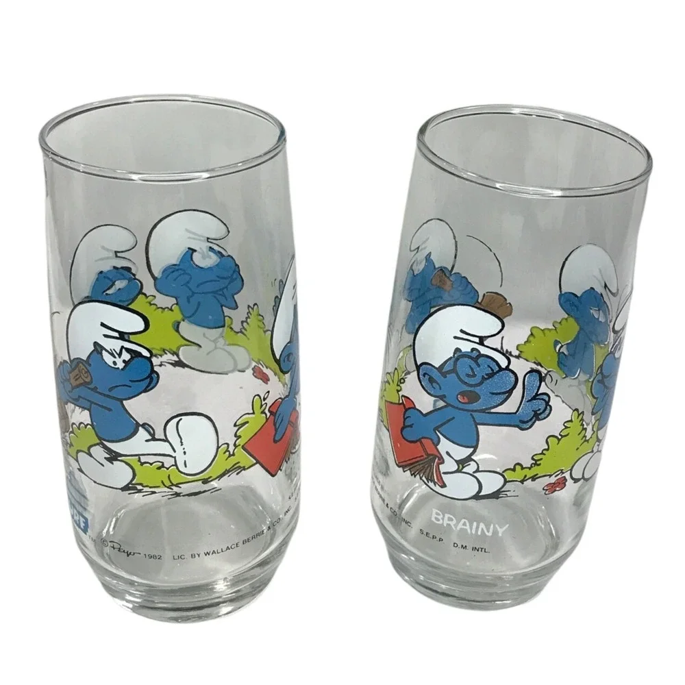 Lot of 5 Vintage 1982/1983 Smurfs Collector Peyo Glasses